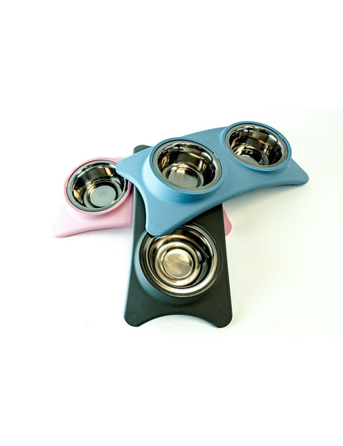Gamelle Double en Acier Inoxydable pour Chien - Support Antidérapant et Design Élégant