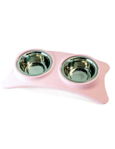 Gamelle Double en Acier Inoxydable pour Chien - Support Antidérapant et Design Élégant