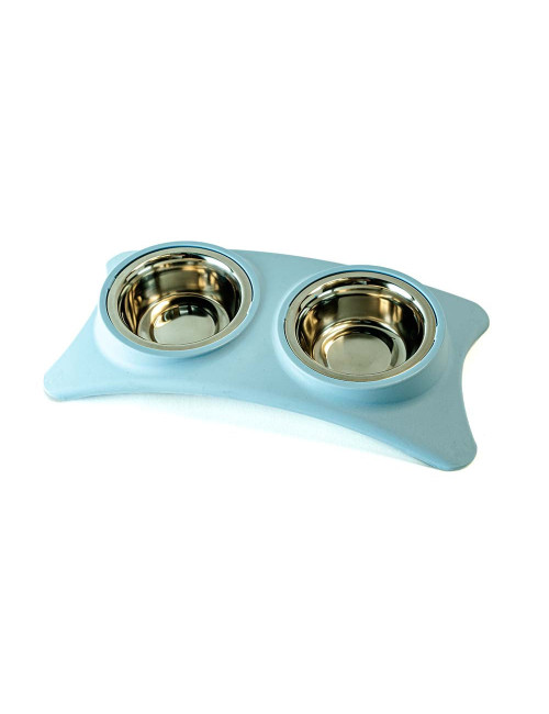 Gamelle Double en Acier Inoxydable pour Chien - Support Antidérapant et Design Élégant