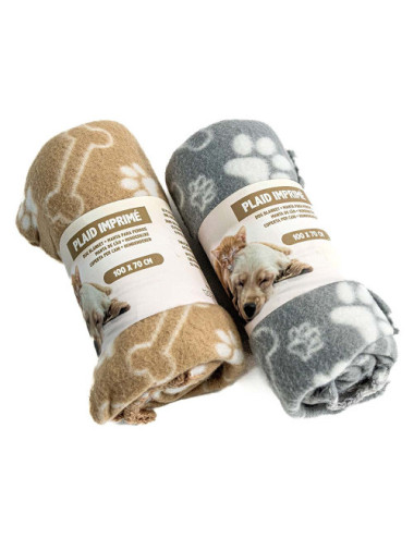 Plaid doux pour chien - Motifs Pattes et Os