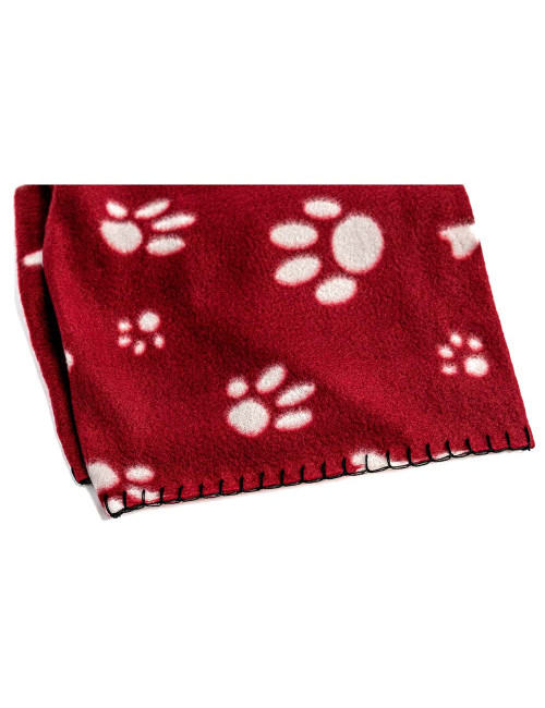 Couverture Polaire pour Chien - Motif Pattes et Os, Douce et Confortable