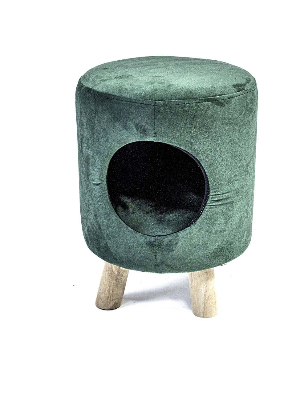 Tabouret Cachette pour Chat - Niche Douillette avec Pieds en Bois