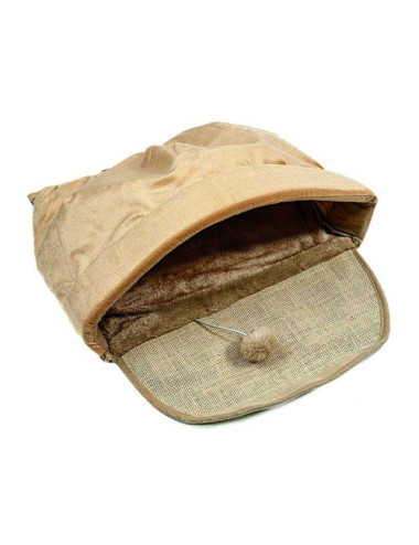 Panier Tunnel pour Chat - Couchage Douillet avec Griffoir et Jouet