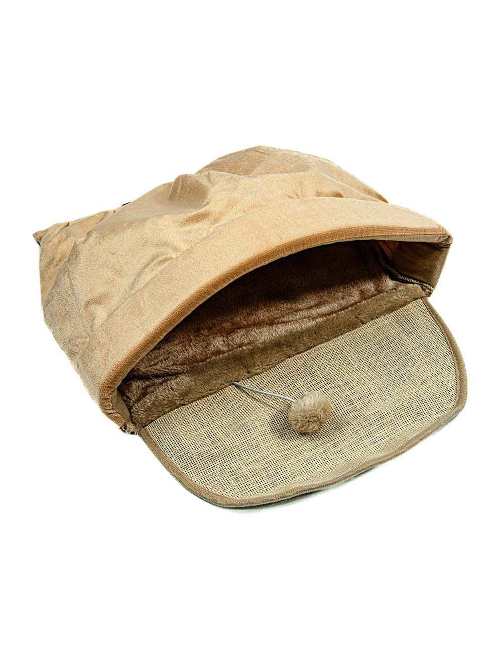 Panier Tunnel pour Chat - Couchage Douillet avec Griffoir et Jouet