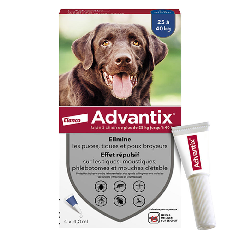 ADVANTIX large dog 25-40kg - 4 Anti-Flea and Anti-Tick Pipettes - 4ML