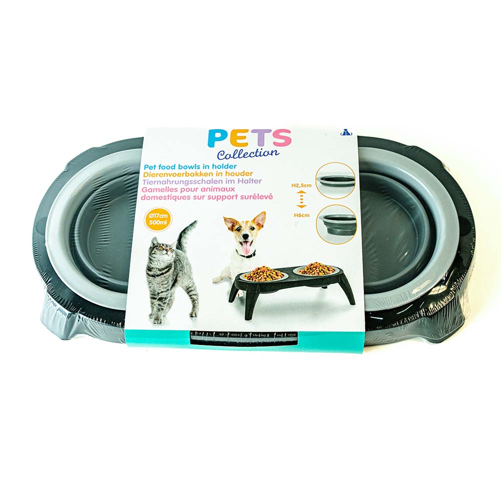 Double raised bowl for dogs and cats - 500ml